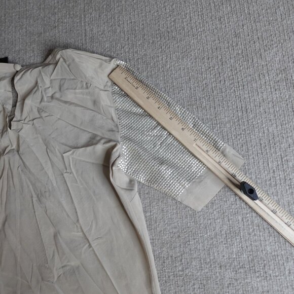 St.John Womens Top 2 Beige Metallic Silk Blend Short Sleeve - Picture 8 of 9